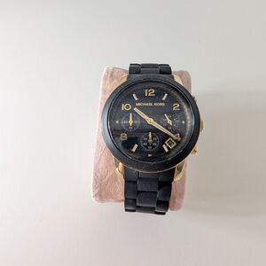 Michael Kors Black and Gold Chronograph Watch